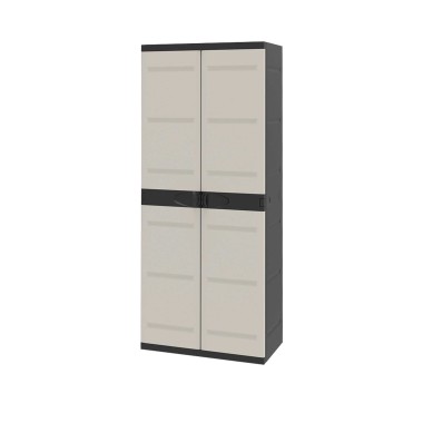 Arm�rio Pl�stico Titanium Retangular Preto / Bege 70X44X176cm