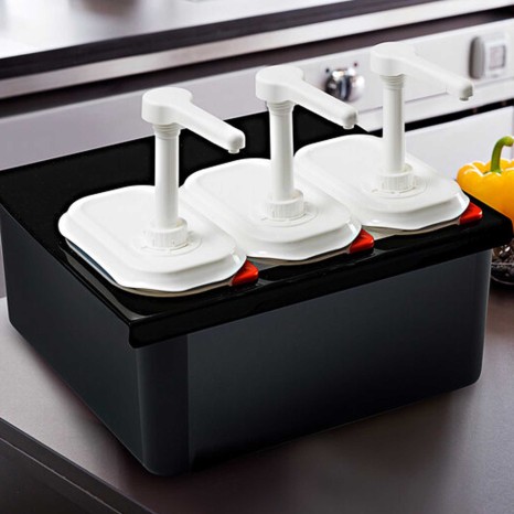 Conjunto 3 Dispensadores Molhos Gn1/9 Base Preta 3X1.5L 38X22.5X19.5cm - Image product