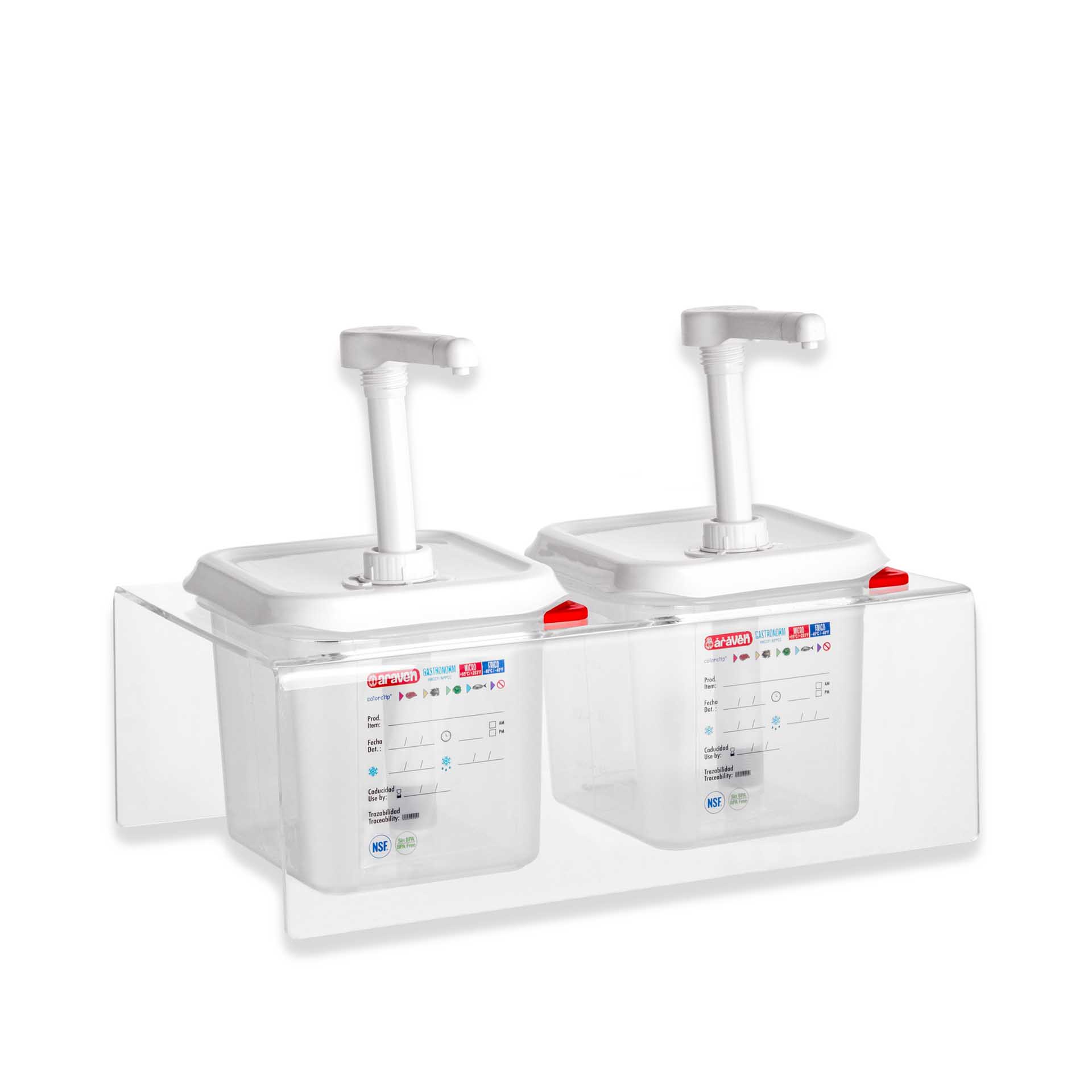 Conjunto 2 Dispensadores Molhos Gn1/6 2X2.6L 38X22.5X19.5cm