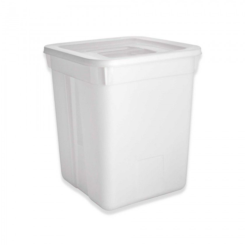 Contentor Polietileno com Tampa Quadrado Branco 60L 41.5X41.5X50cm