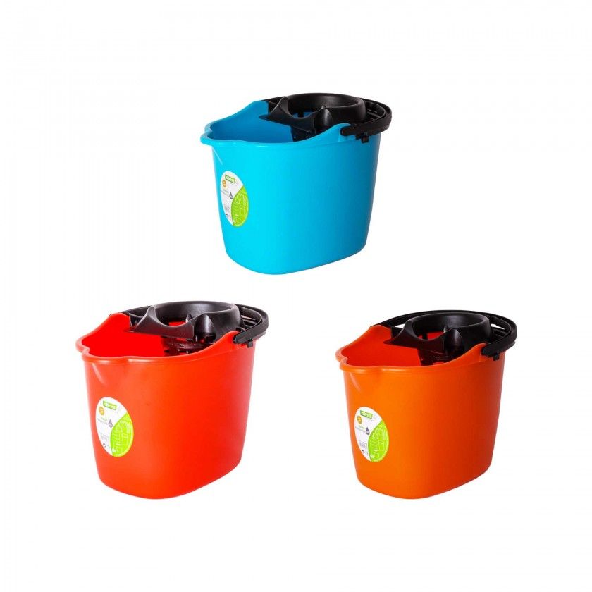 Balde com Espremedor Primavera Plástico Oval Multicor 15l 38X28cm Balde com Espremedor Primavera Plástico Oval Multicor 15l 38X28cm