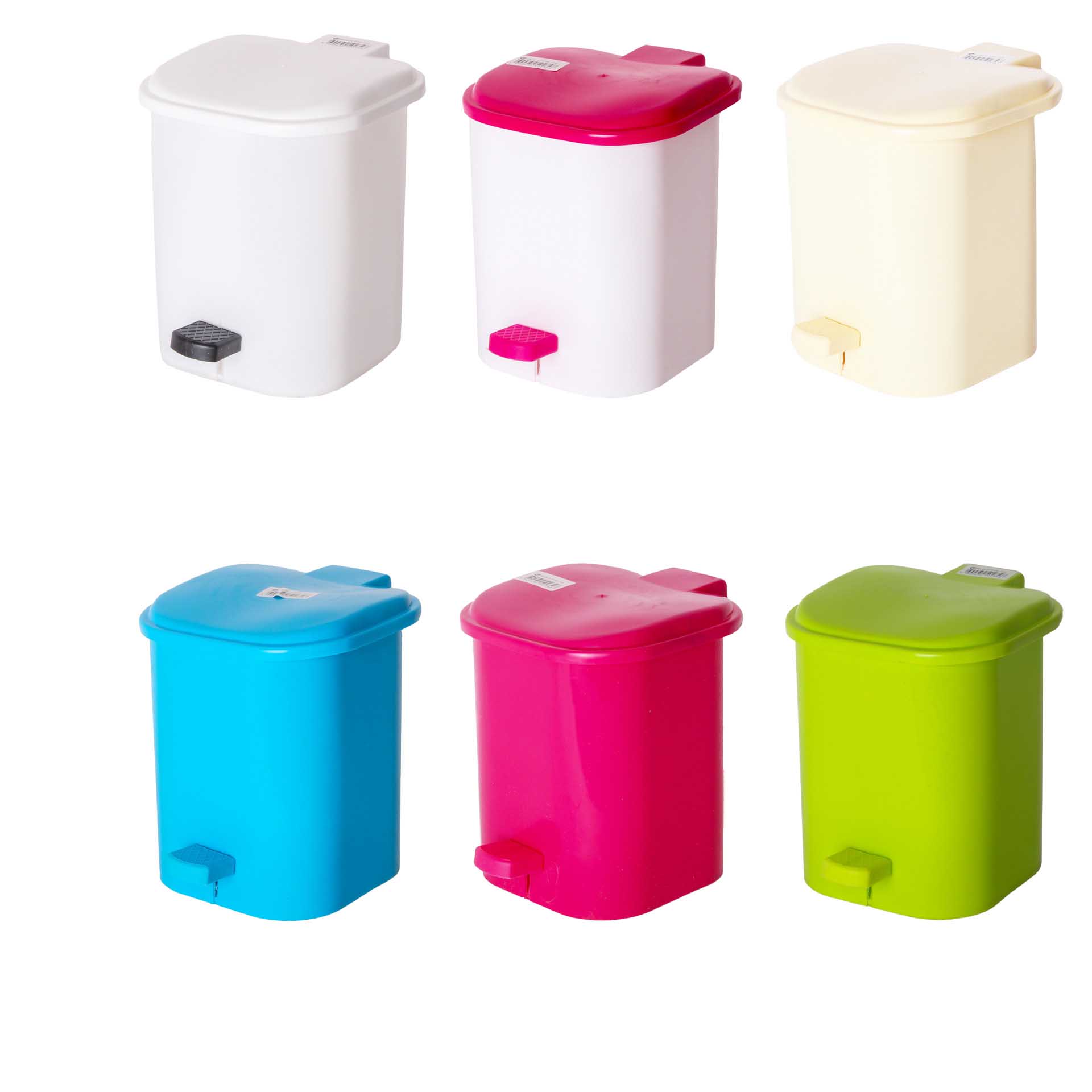 Balde com Pedal Plástico Quadrado Multicor 7l 19X19X22.5cm