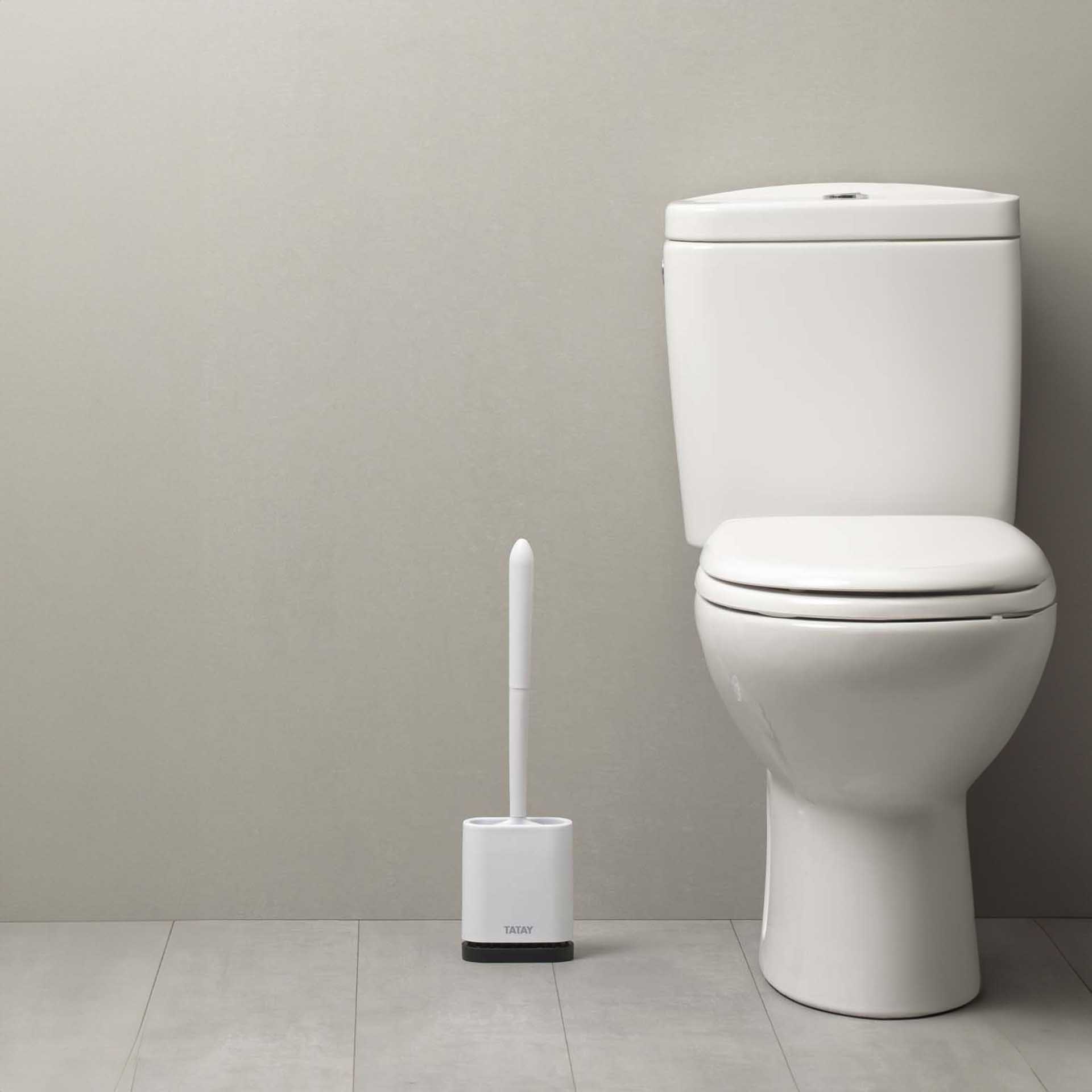 Escovilhão Wc Silicone Flexível Branco 11.2X6.2X42cm