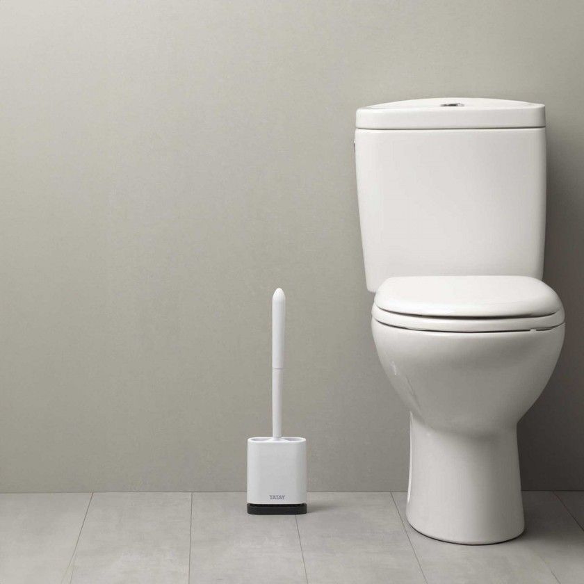 Escovilhão Wc Silicone Flexível Branco 11.2X6.2X42cm Escovilhão Wc Silicone Flexível Branco 11.2X6.2X42cm