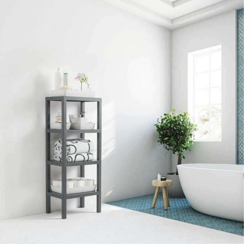 Prateleira Lombok 4 Estantes Cinza 38X29X100cm Prateleira Lombok 4 Estantes Cinza 38X29X100cm