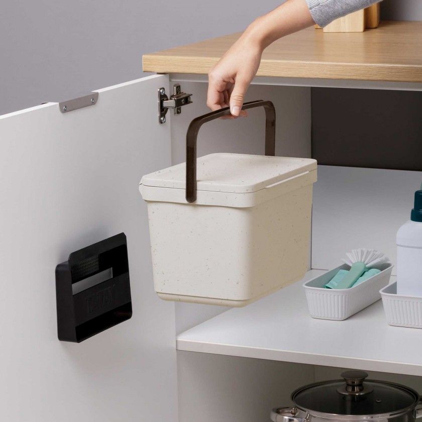 Balde Lixo com Suporte Creme 6L 26.5X20.5X18.5cm Balde Lixo com Suporte Creme 6L 26.5X20.5X18.5cm