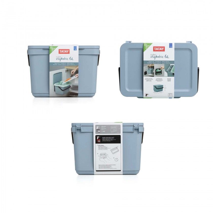 Balde Lixo com Suporte Azul 6L 26.5X20.5X18.5cm Balde Lixo com Suporte Azul 6L 26.5X20.5X18.5cm