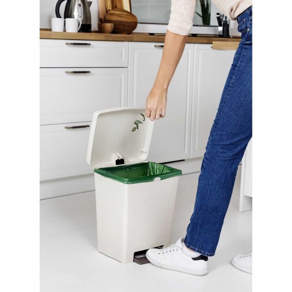 Balde Lixo com Pedal Cubik Ecohome Bege 23L / 33.5X30X39CM