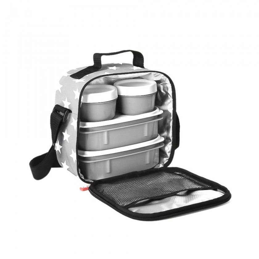 Kit Bolsa Trmica + 4 Caixas Urban Food Cinza 2X0.2L+2X0.5L