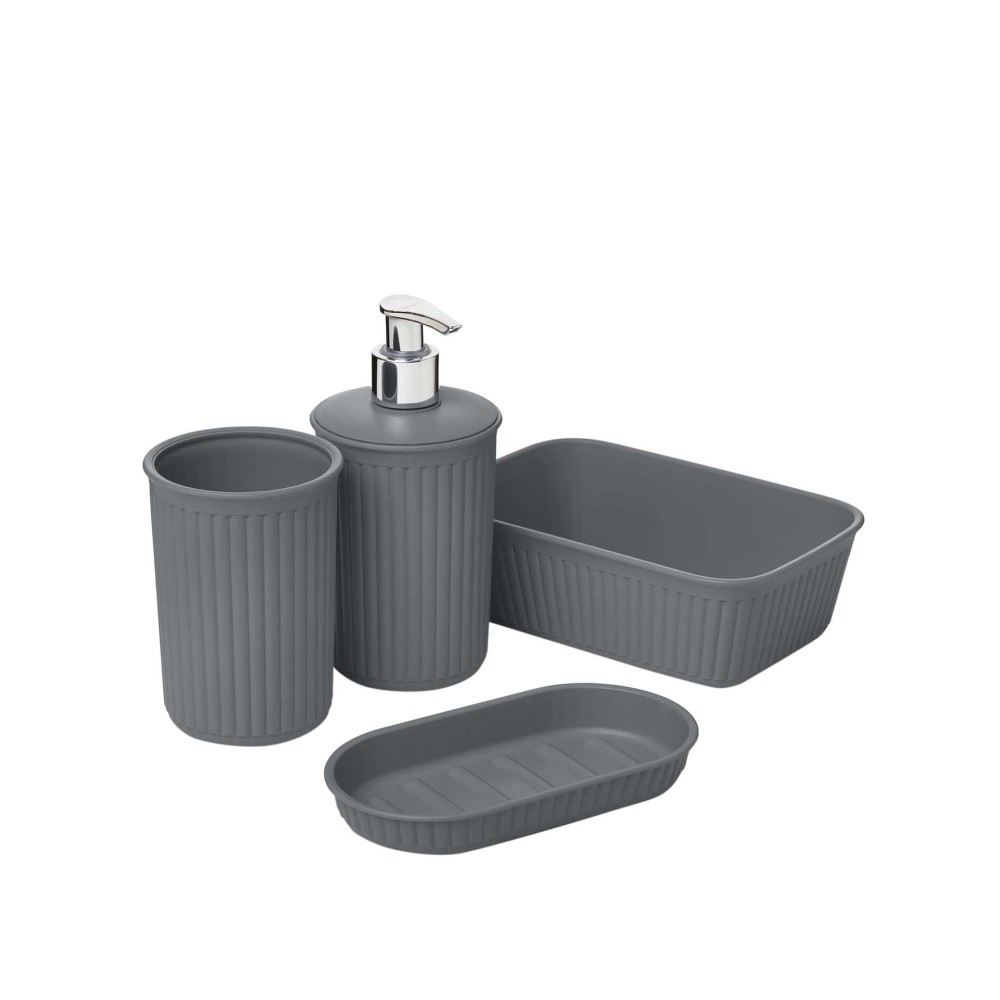 Conjunto Lavat�rio 4 Pe�as Baobab Antracite 17X11.3X16.5CM