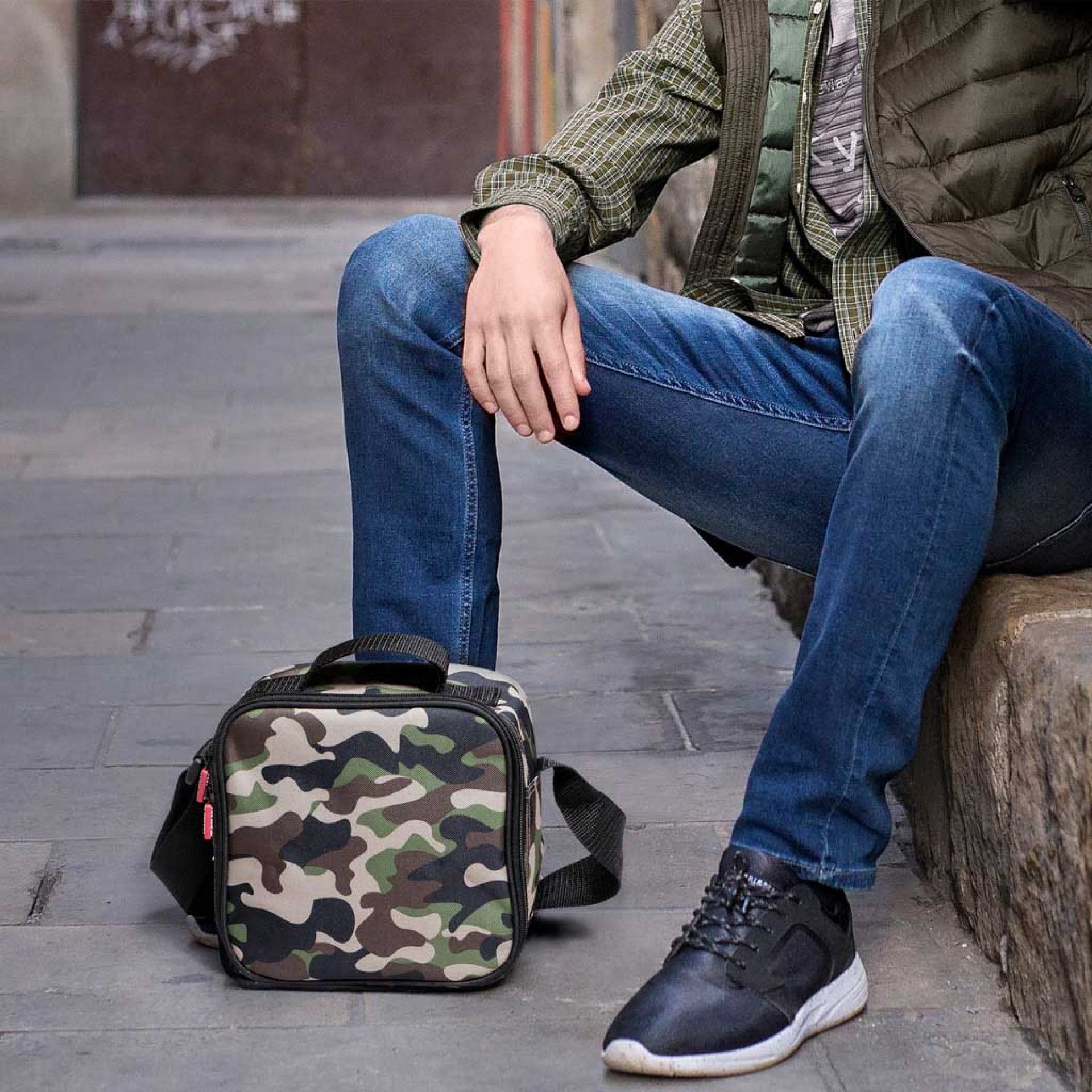 Kit Bolsa Térmica + 4 Caixas Urban Food Camuflado 2X0.2L+2X0.5L