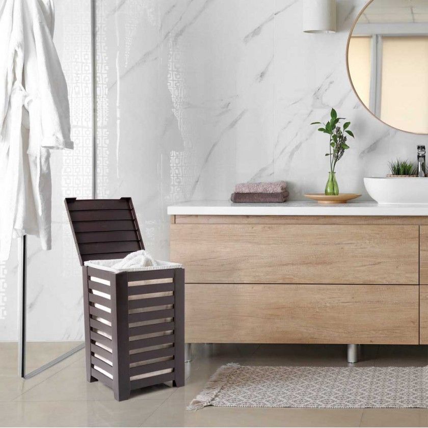 Cesto de Roupa Lombok Castanho 34X34X58CM