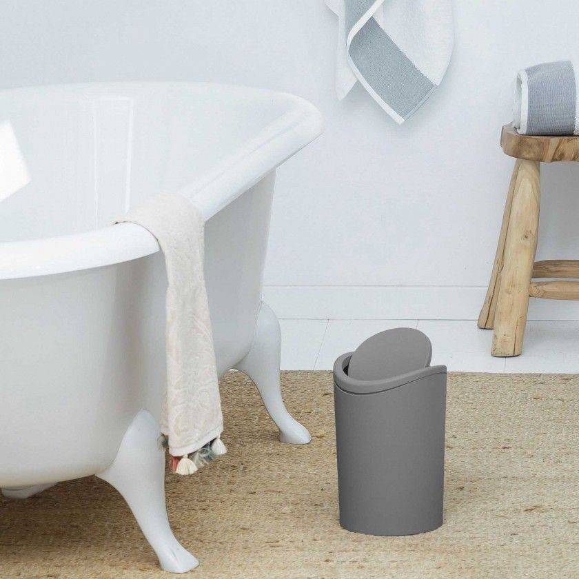 Balde WC com Tampa Basculante Standard Prateado 6L 19X28cm Balde WC com Tampa Basculante Standard Prateado 6L 19X28cm