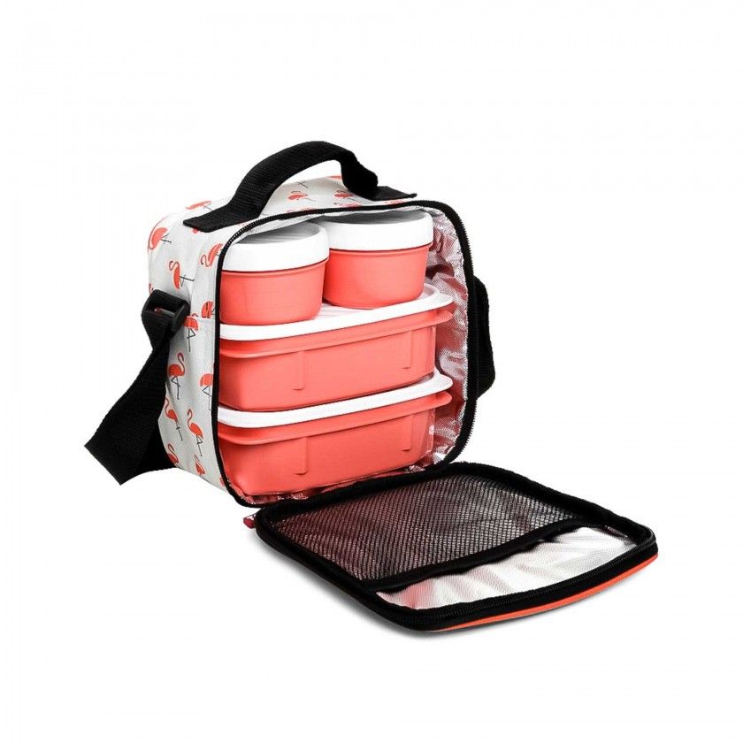 Kit Bolsa Térmica + 4 Caixas Urban Food Flamingos 2X0.2L+2X0.5L Kit Bolsa Térmica + 4 Caixas Urban Food Flamingos 2X0.2L+2X0.5L