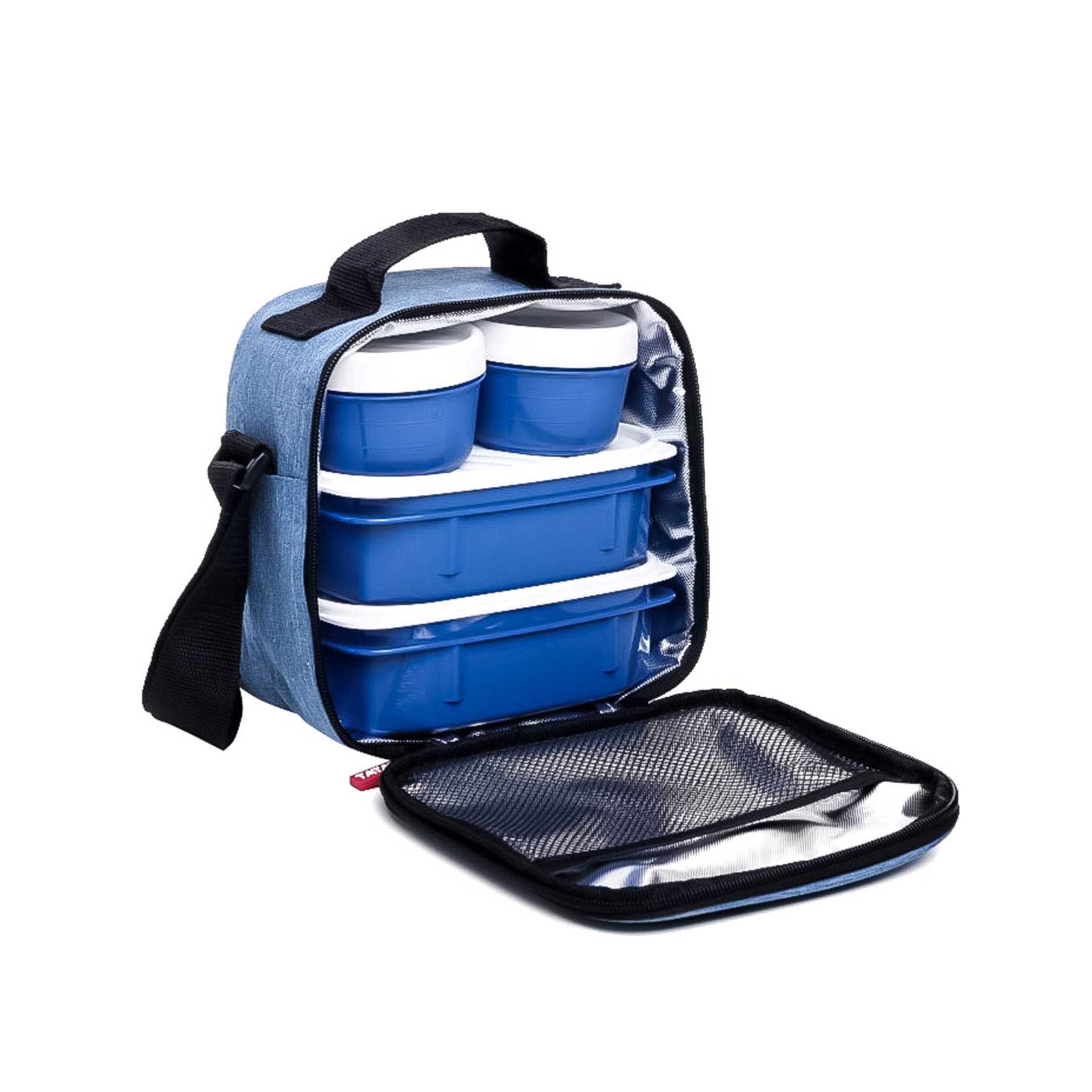 Kit Bolsa Térmica + 4 Caixas Urban Food Azul Glass Denim 2X0.2L+2X0.5L