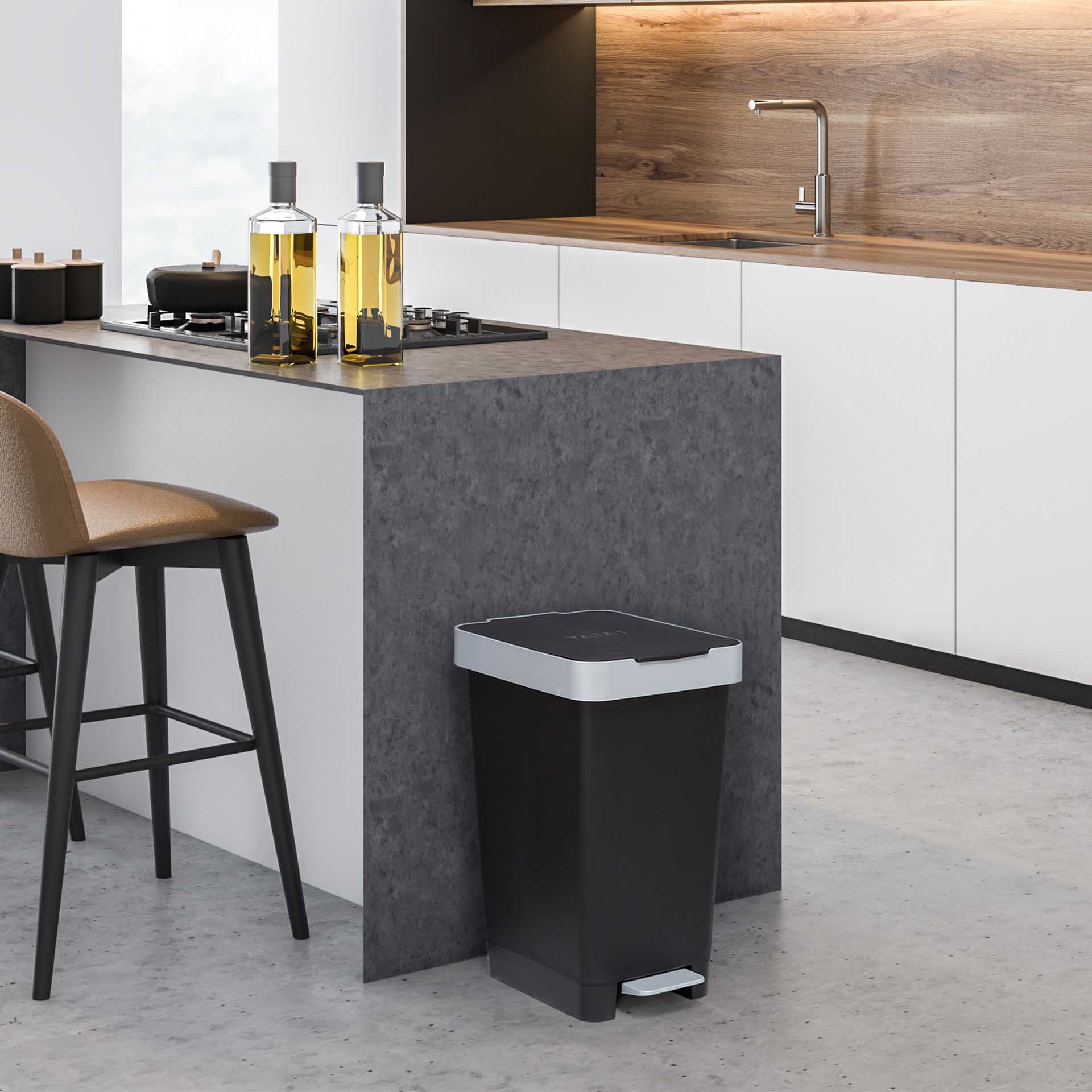 Balde Lixo com Pedal Smart Cor Sólida 25L 26X36X47cm