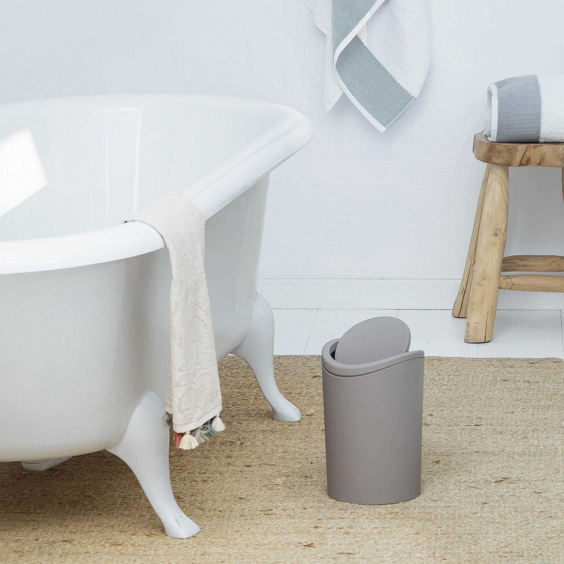 Balde WC com Tampa Basculante Standard Taupe 6L 19X28cm