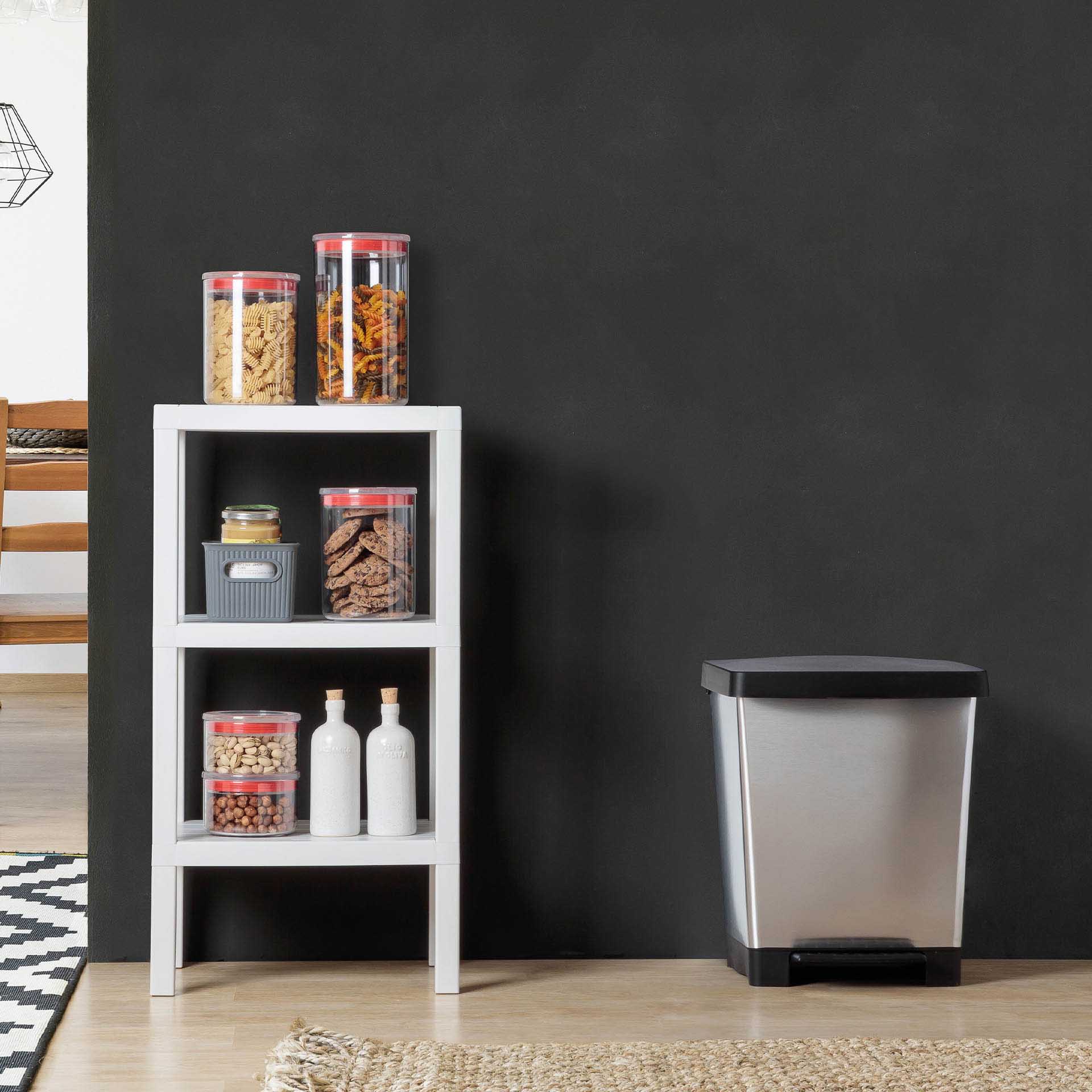 Balde Lixo com Pedal Cubik Cinza Prata 23L 33.5X30X39CM