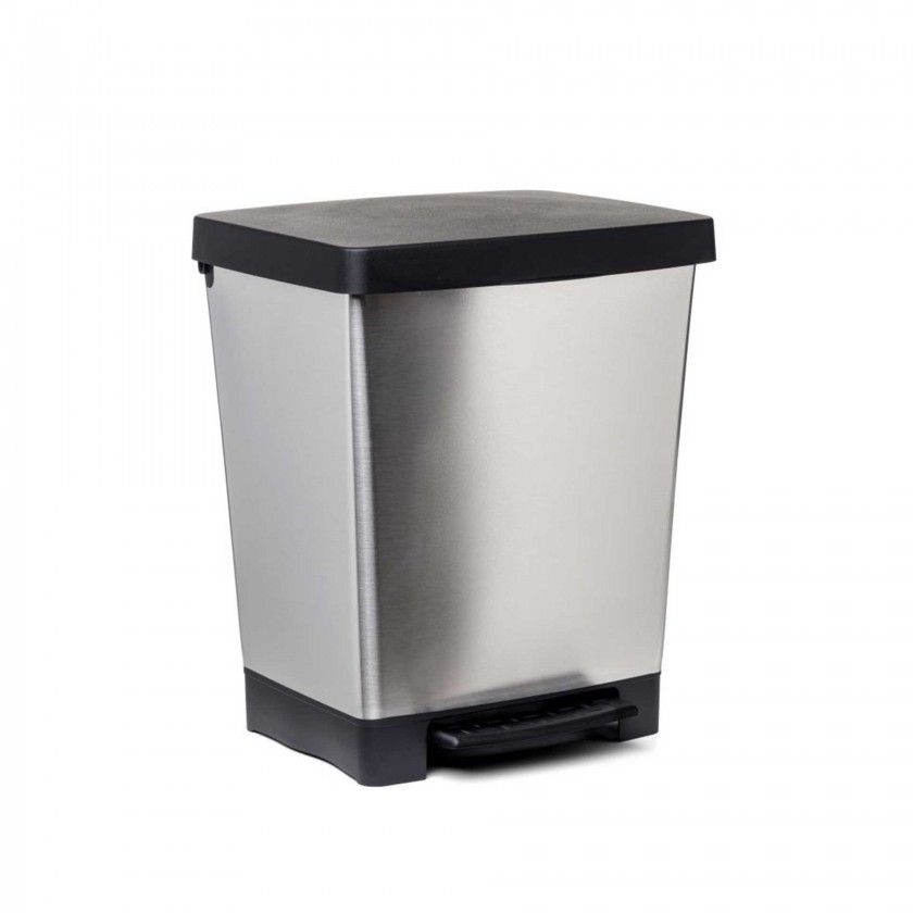 Balde Lixo com Pedal Cubik Cinza Prata 23L 33.5X30X39CM