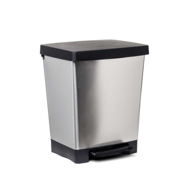Balde Lixo com Pedal Cubik Cinza Prata 23L 33.5X30X39CM