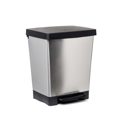 Balde Lixo com Pedal Cubik Cinza Prata 23L 33.5X30X39CM - Image product
