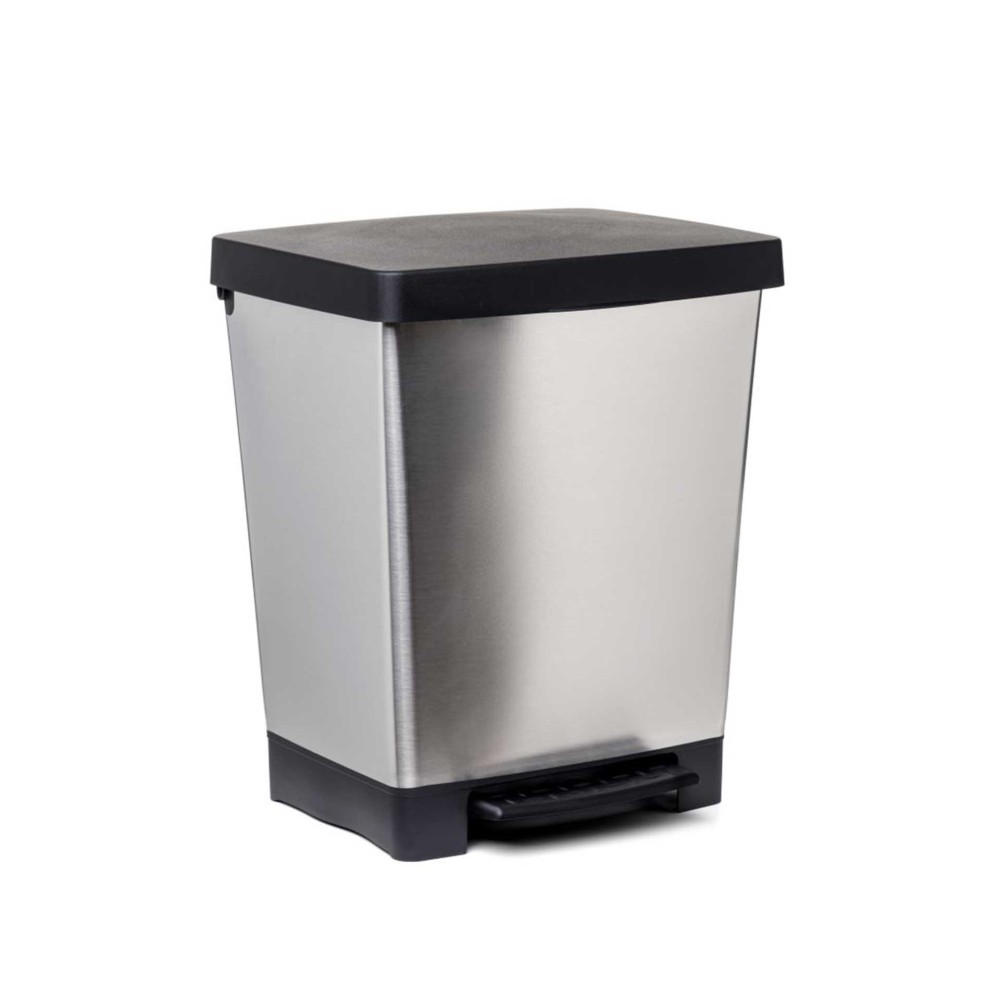 Balde Lixo com Pedal Cubik Cinza Prata 23L 33.5X30X39CM