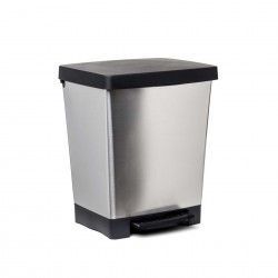 Balde Lixo com Pedal Cubik Cinza Prata 23L 33.5X30X39CM
