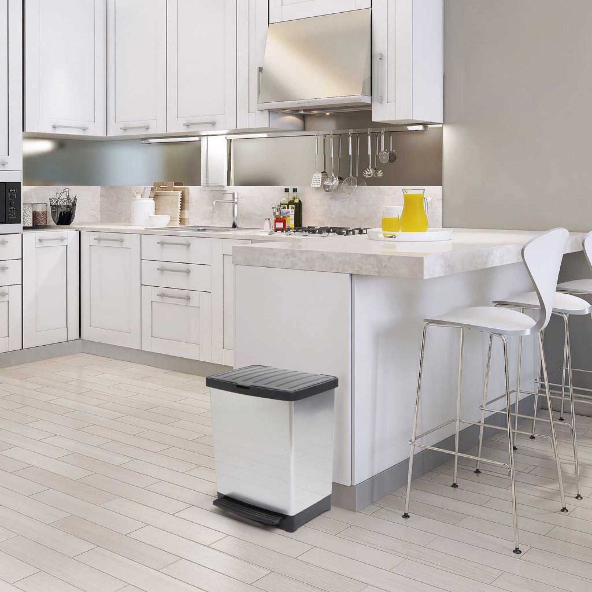 Balde Lixo com Pedal Cinza Metalizado 25L / 33.5X31X42CM