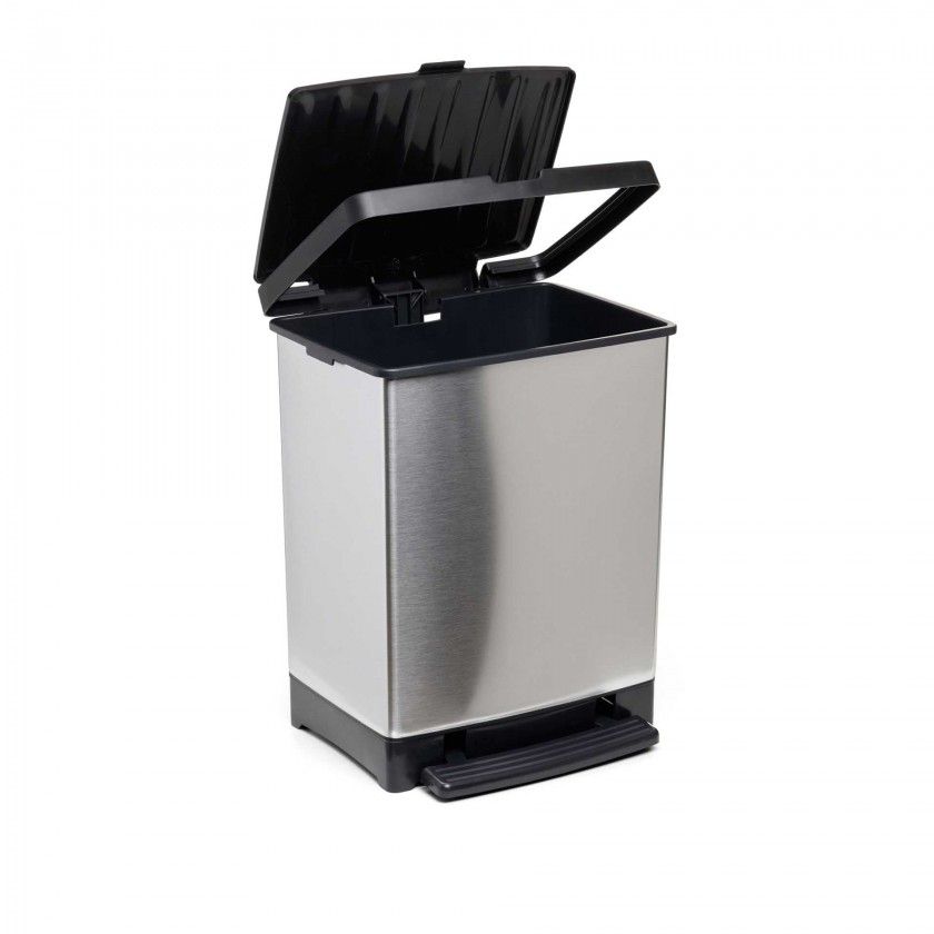 Balde Lixo com Pedal Cinza Metalizado 25L / 33.5X31X42CM Balde Lixo com Pedal Cinza Metalizado 25L / 33.5X31X42CM