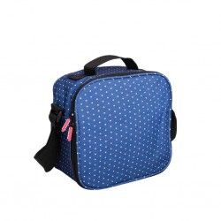 Kit Bolsa Trmica + 4 Caixas Urban Food Azul Dots  2X0.2L+2X0.5L