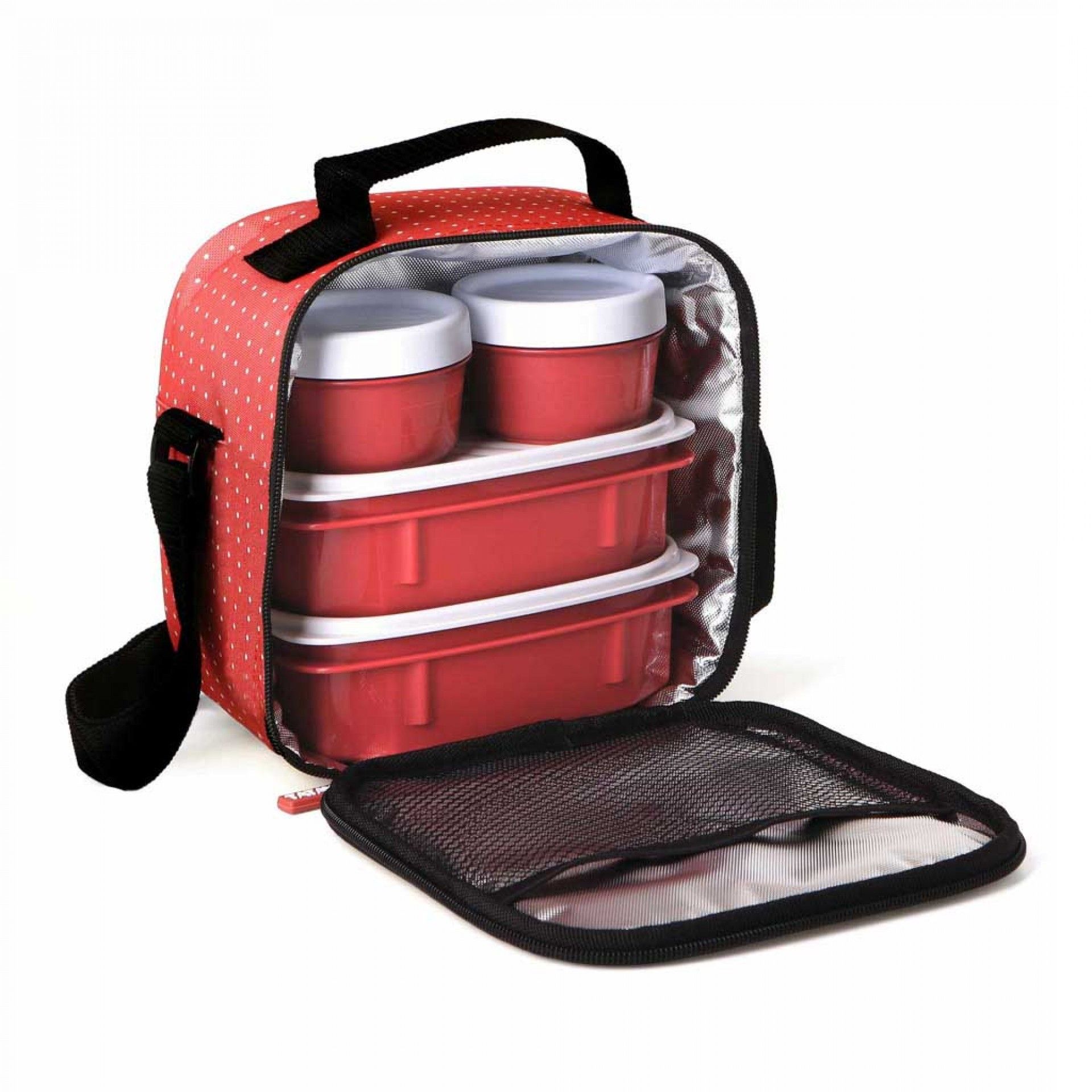 Kit Bolsa Térmica + 4 Caixas Urban Food Laranja Dots 2X0.2L+2X0.5L