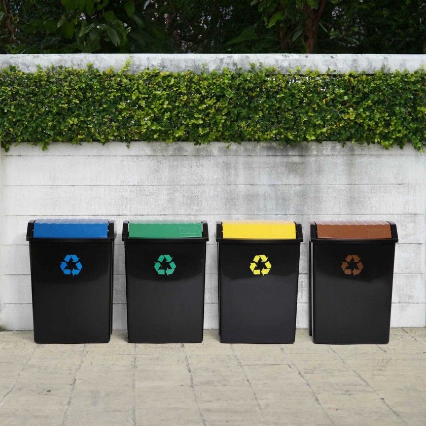 Balde Reciclagem com Tampa Basculante Preto / Verde 50L 40.5X33.5X57.5cm Balde Reciclagem com Tampa Basculante Preto / Verde 50L 40.5X33.5X57.5cm