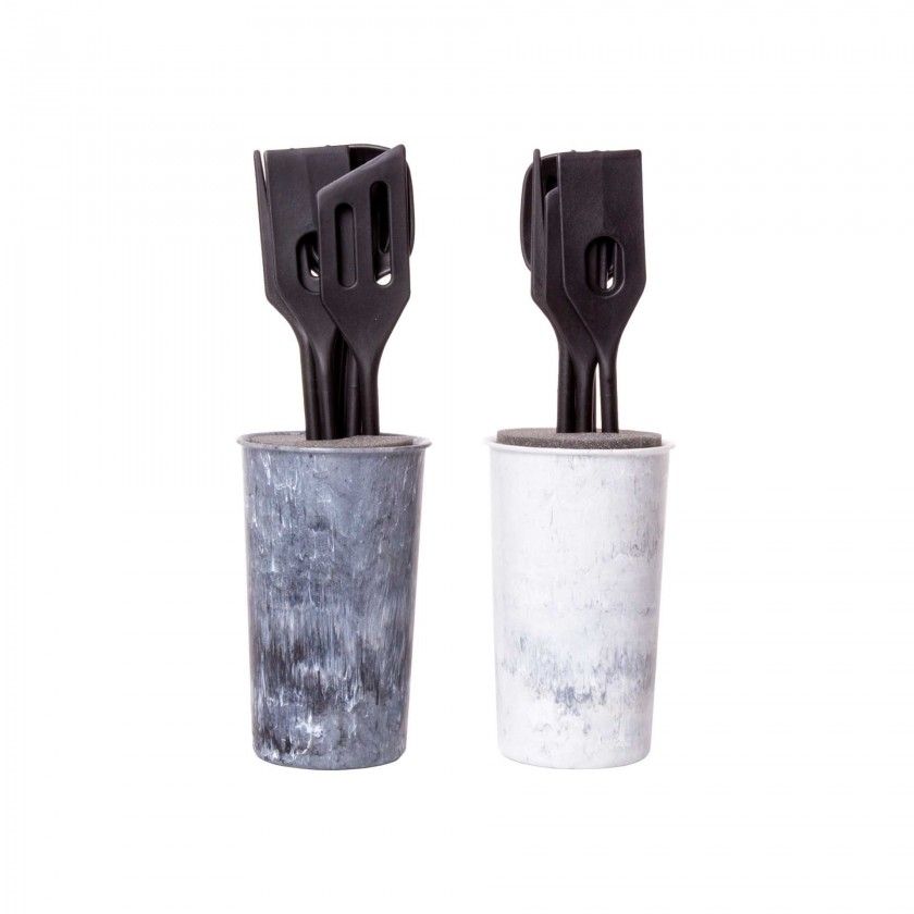 Suporte Utensílios Cozinha Polipropileno Stone Redondo 10.8X18cm Suporte Utensílios Cozinha Polipropileno Stone Redondo 10.8X18cm