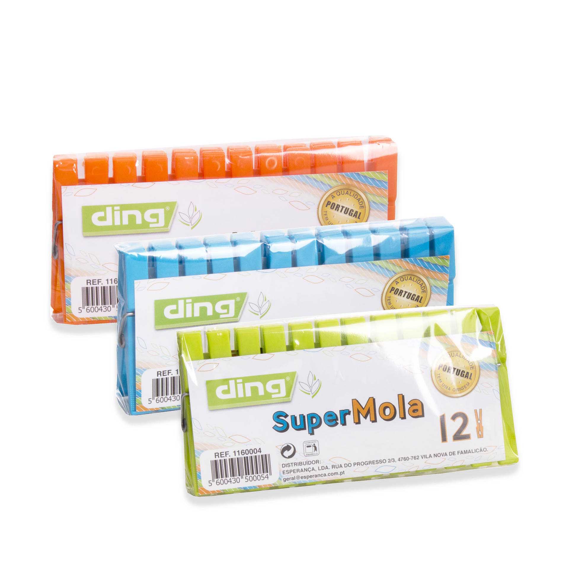 Mola Roupa Plástico Verde Pack 12