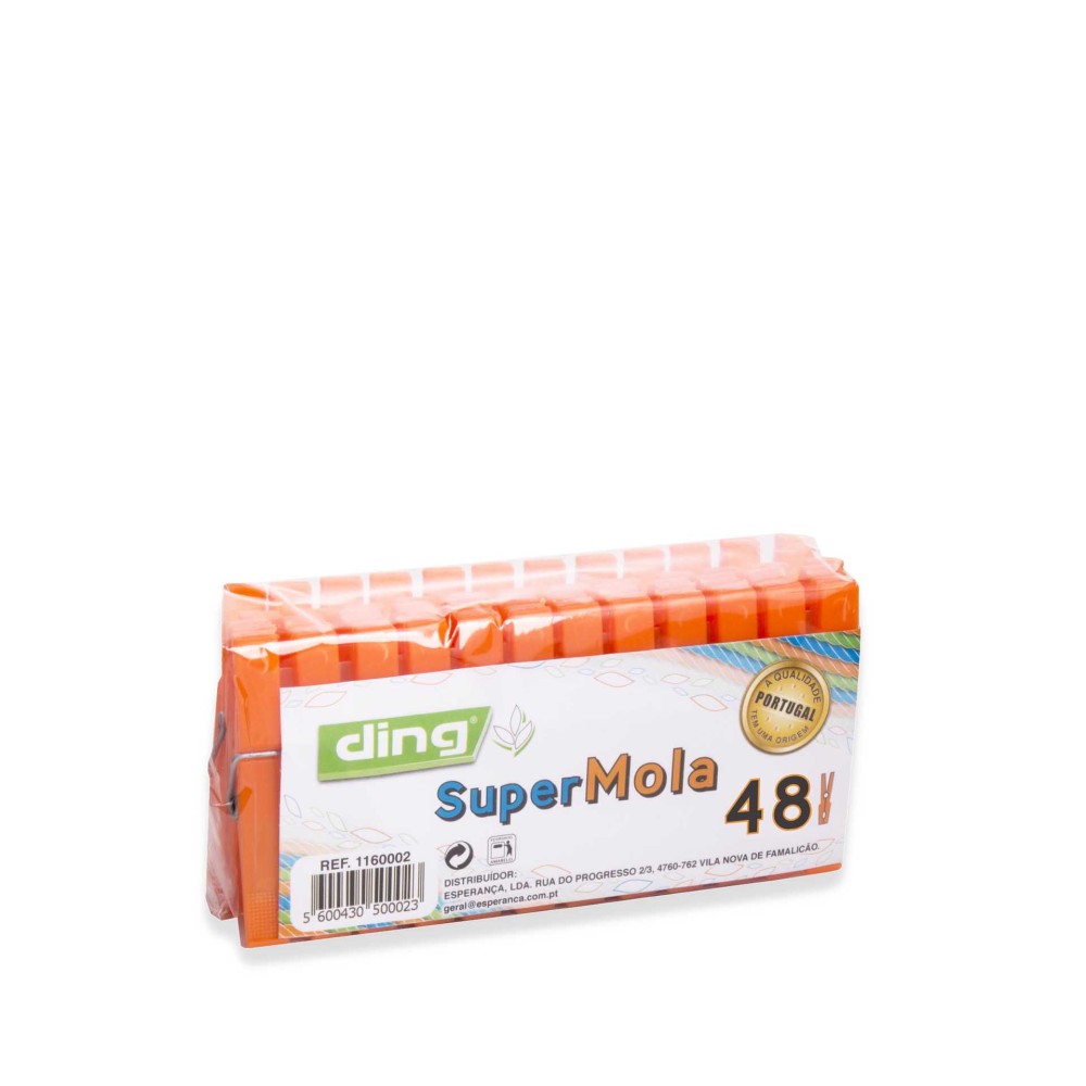 Mola Roupa Pl�stico Laranja Pack 48