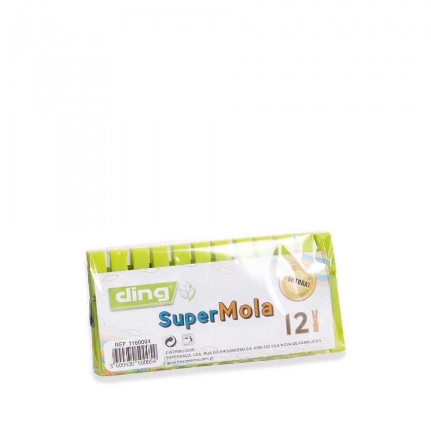 Mola Roupa Plstico Verde Pack 12
