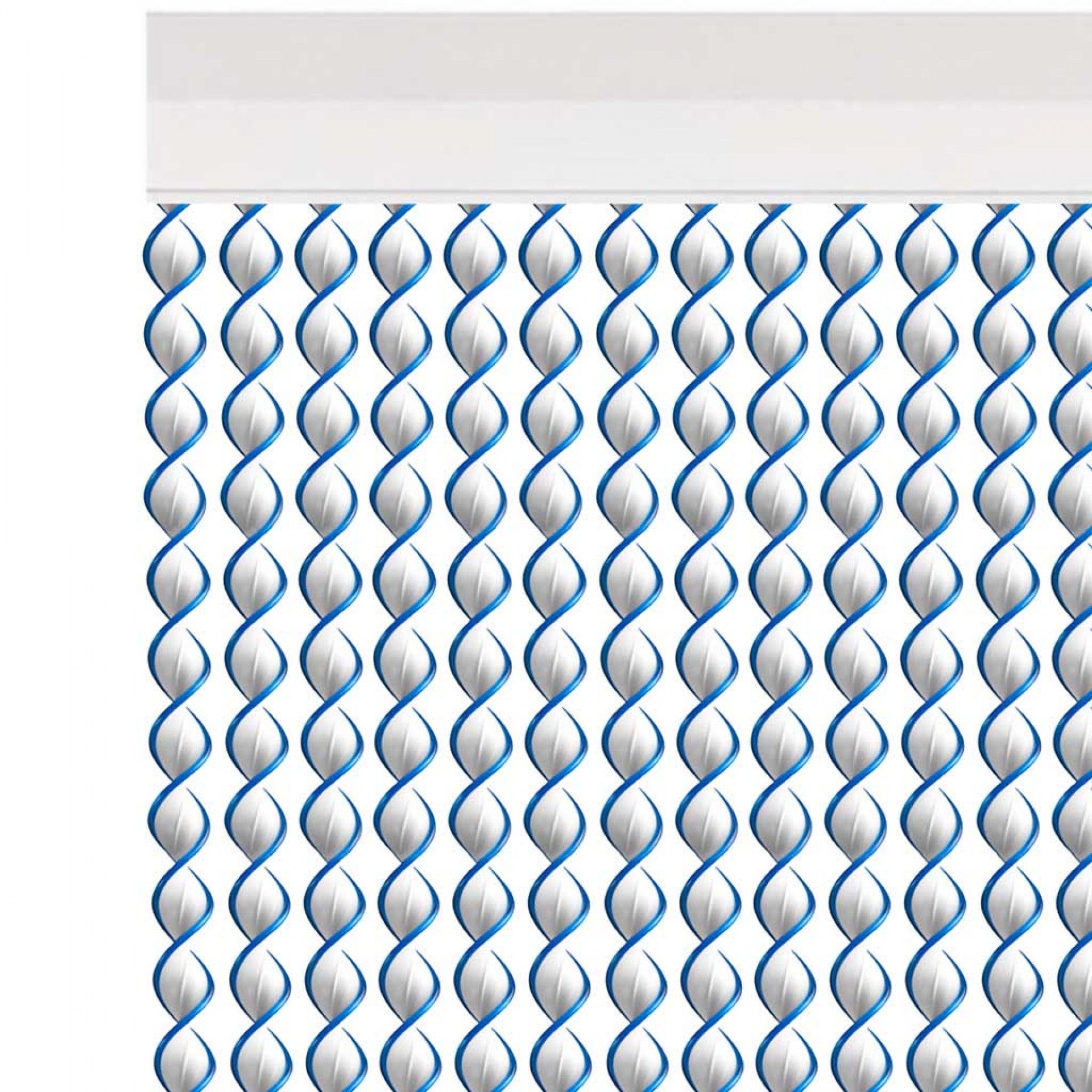 Cortina Nova Ibiza 120X200cm Ref.90 Branco Fio Azul