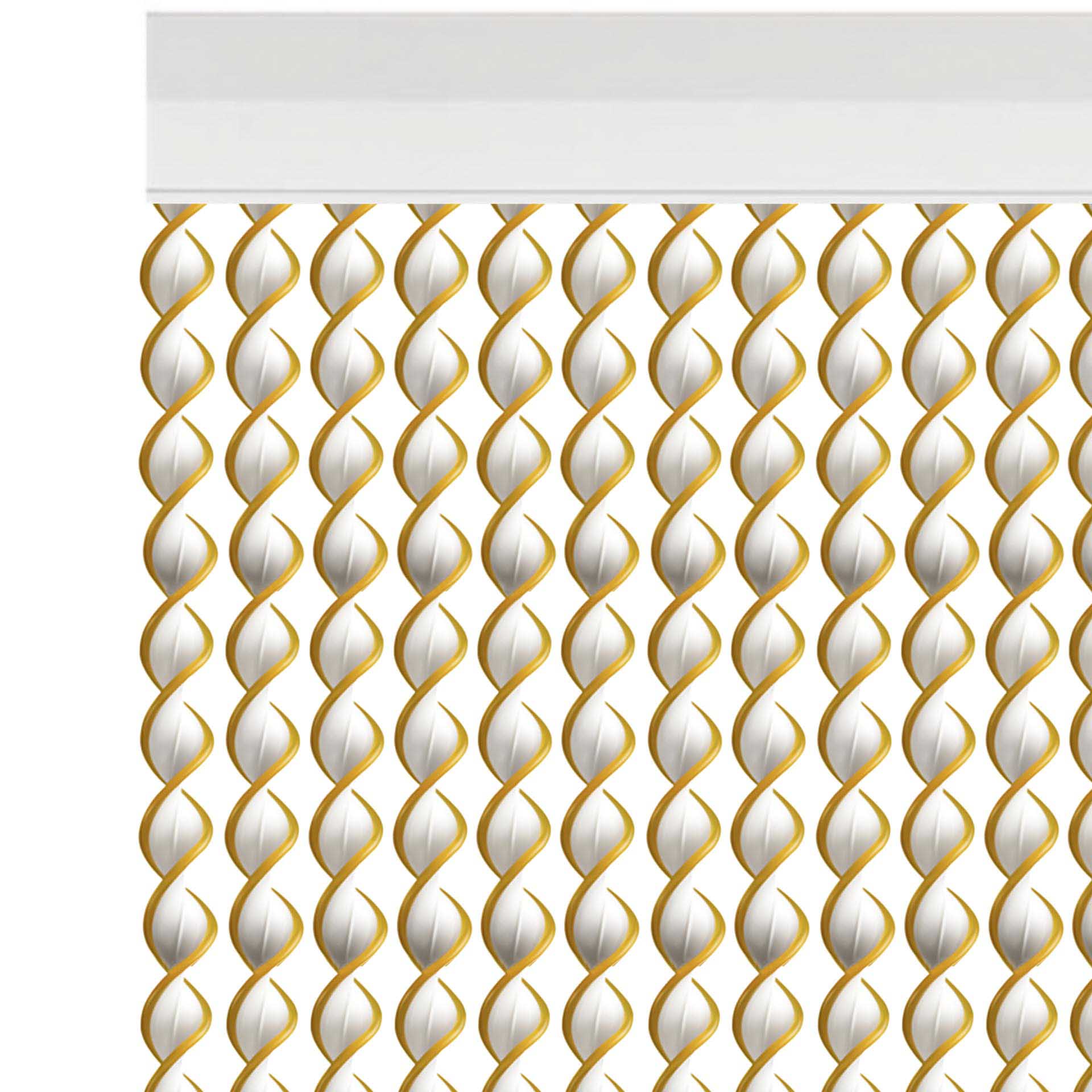 Cortina Nova Ibiza 90X200cm Ref.89 Branco Fio Amarelo