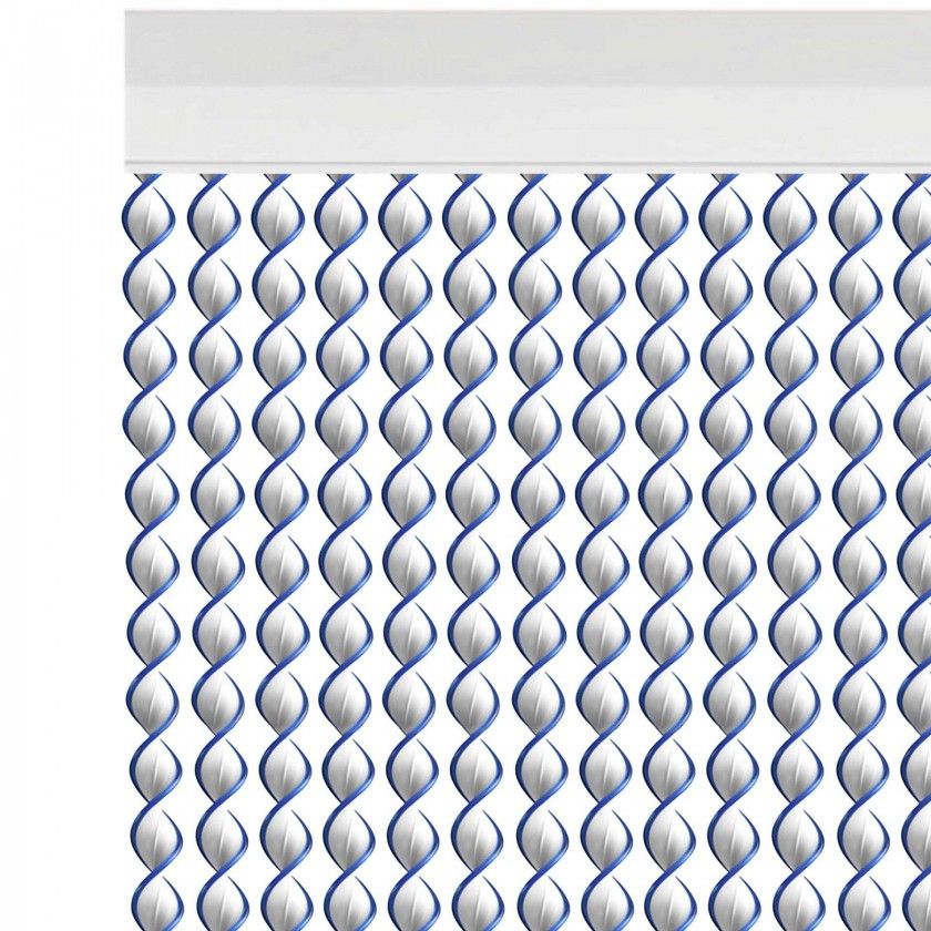 Cortina Nova Ibiza 90X200cm Ref.90 Branco Fio Azul