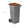 Contentor Eco Cinza com Rodas Tampa Castanho 120l 55.5X47X90.5cm