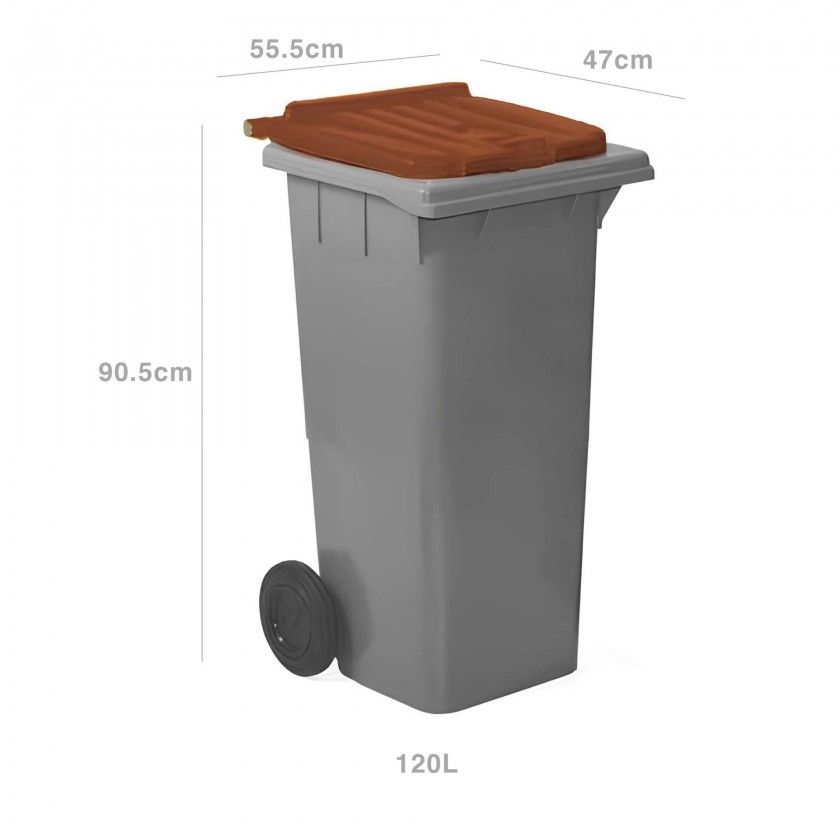 Contentor Eco Cinza com Rodas Tampa Castanho 120l 55.5X47X90.5cm Contentor Eco Cinza com Rodas Tampa Castanho 120l 55.5X47X90.5cm