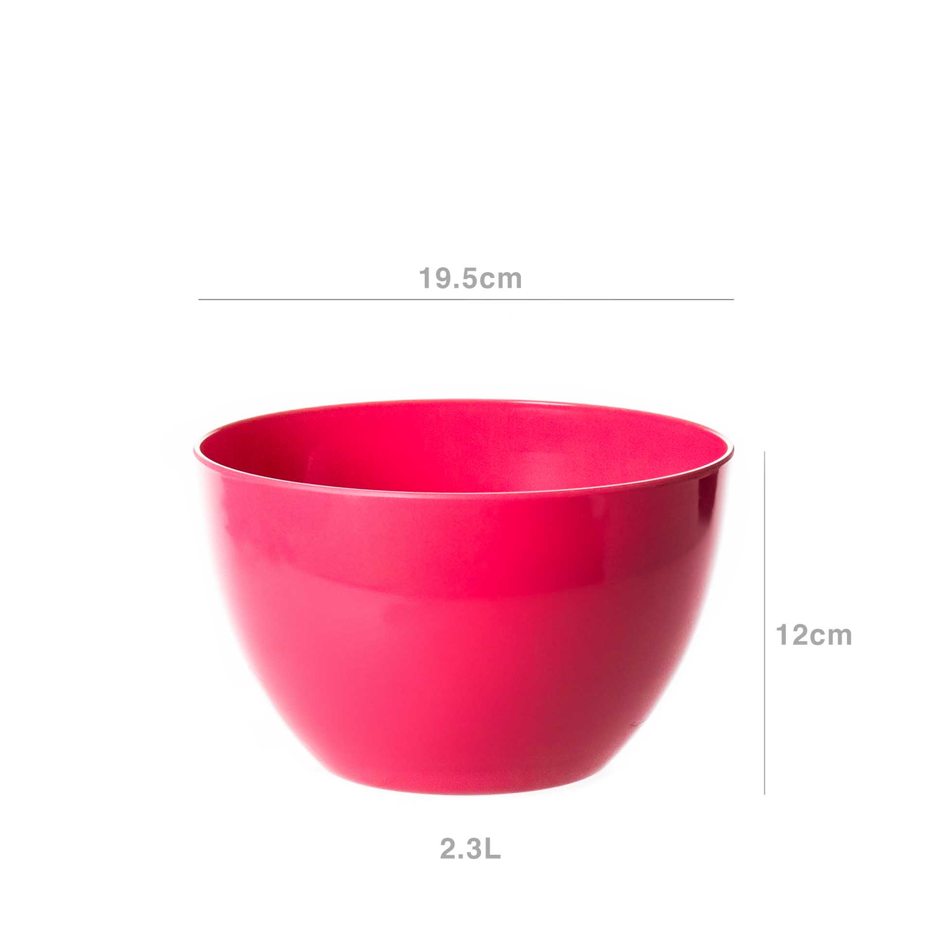 Tigelão Plástico Rosa 2300ml 19.5X12cm