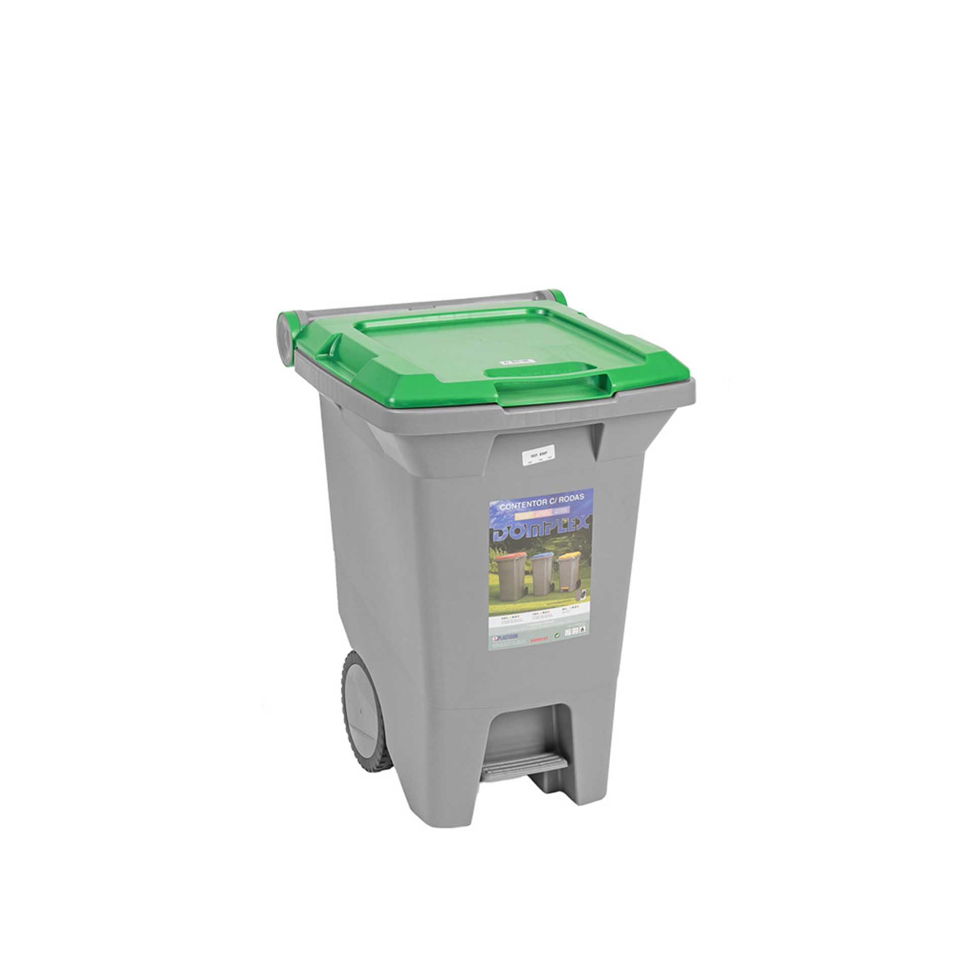 Contentor Eco com Pedal e Rodas Tampa Verde 60l 53.1X44X65.5cm