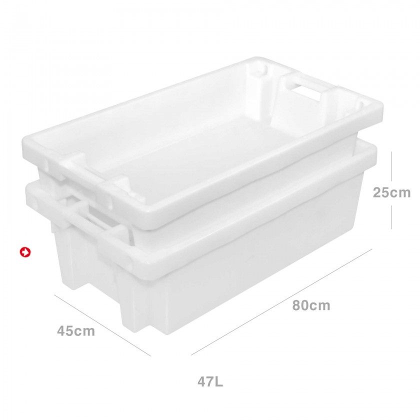 Caixa Contentora Perfurada Branco 47L 80X45X25cm Caixa Contentora Perfurada Branco 47L 80X45X25cm