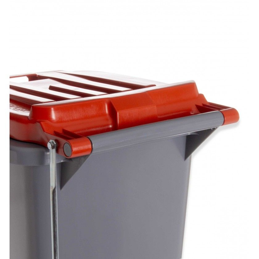Contentor Eco Cinza com Pedal e Rodas Tampa Vermelha 240l 73.5X58X100cm Contentor Eco Cinza com Pedal e Rodas Tampa Vermelha 240l 73.5X58X100cm