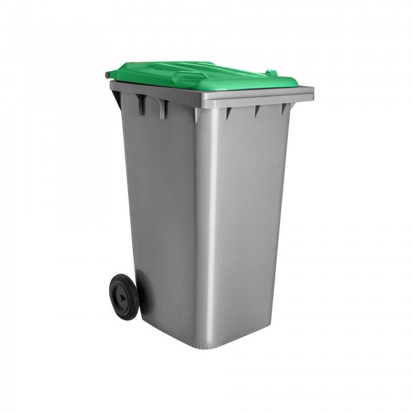 Contentor Eco Cinza com Rodas Tampa Verde 240l 73.5X58X100cm