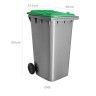 Contentor Eco Cinza com Rodas Tampa Verde 240l 73.5X58X100cm Contentor Eco Cinza com Rodas Tampa Verde 240l 73.5X58X100cm