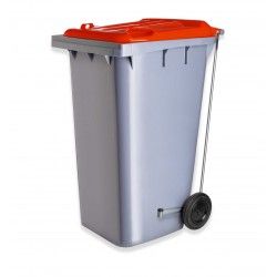 Contentor Eco Cinza com Pedal e Rodas Tampa Vermelha 240l 73.5X58X100cm Contentor Eco Cinza com Pedal e Rodas Tampa Vermelha 240l 73.5X58X100cm