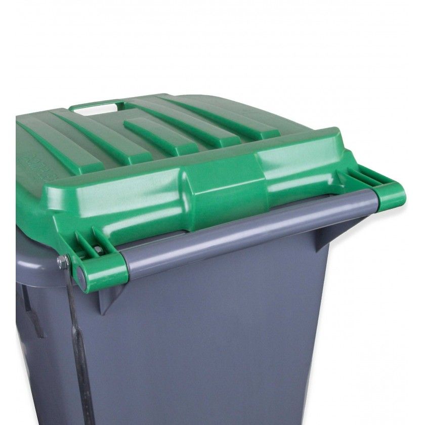 Contentor Eco Cinza com Pedal e Rodas Tampa Verde 240l 73.5X58X100cm Contentor Eco Cinza com Pedal e Rodas Tampa Verde 240l 73.5X58X100cm