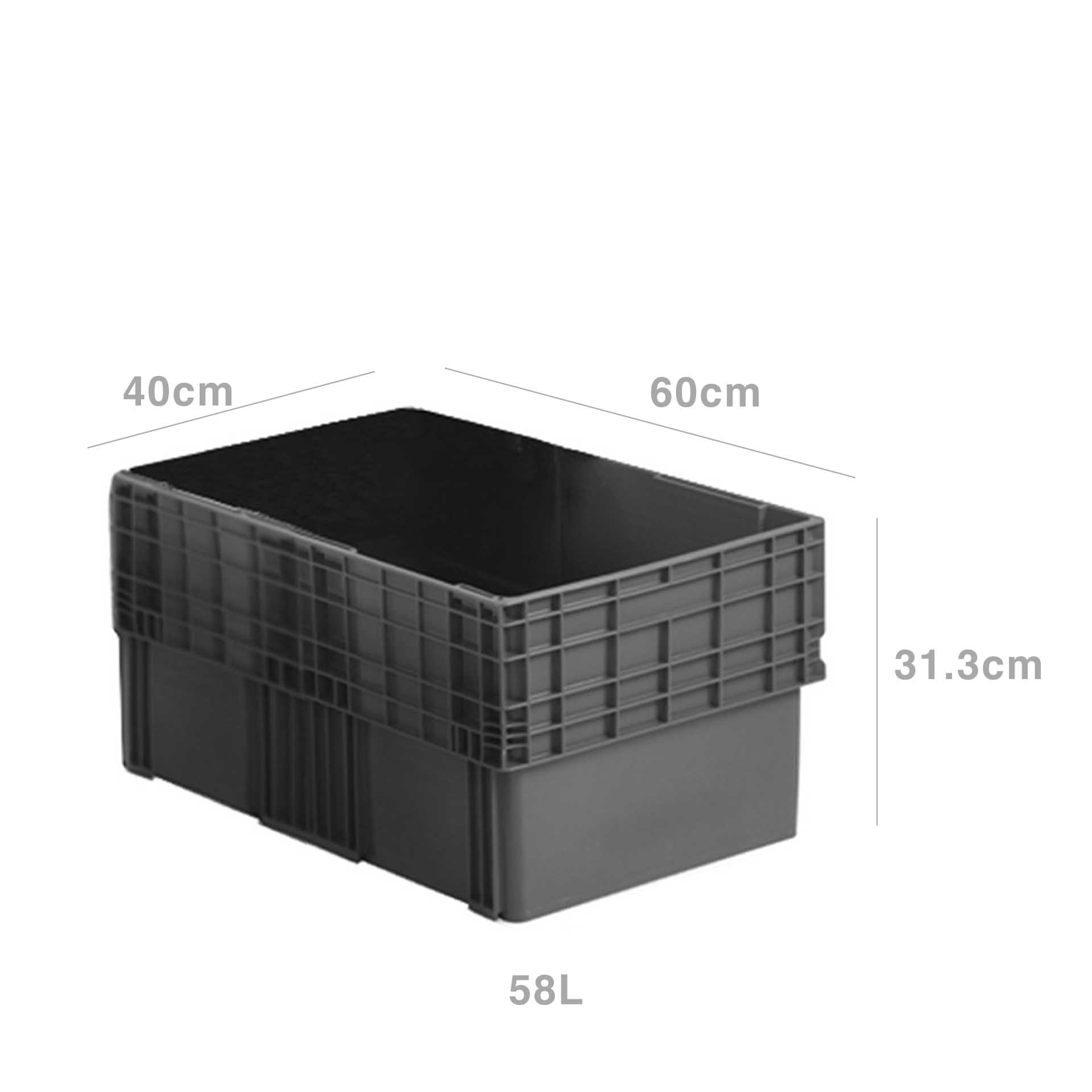 Caixa Contentora Fechada Cinza 58L 60X40X31.3cm